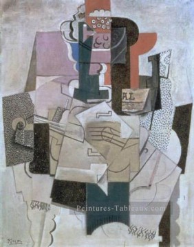  Pablo Peintre - Compotier Violon Bouteille 1914 cubisme Pablo Picasso